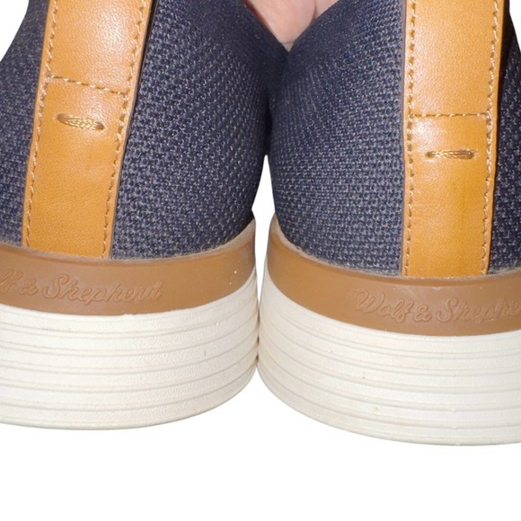 Wolf & Shepard Swift Knit Loafer Navy Sz 13 Slip-On Tan Leather Comfort Preppy main image 11
